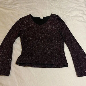 MSK Pink Sparkly Flare Arm Long Sleeve Medium